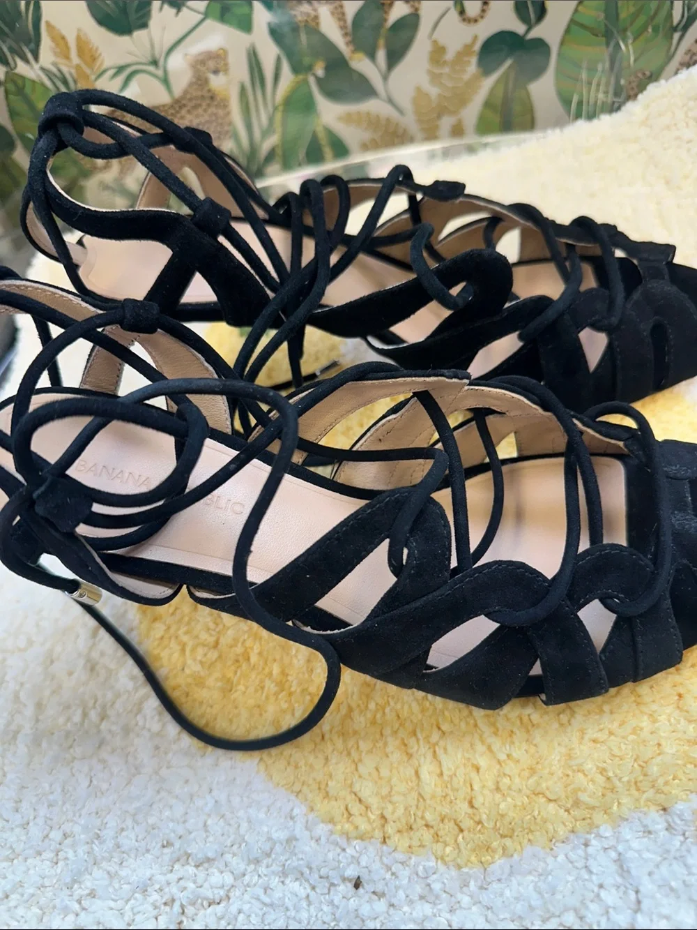 Banana Republic Black Lace-Up Strappy Heels